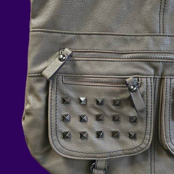 Y2K Aldo Large Crossbody Bag Suddede Gray Faux Leather Emo Indie Sleaze Grunge - Picture 4 of 13